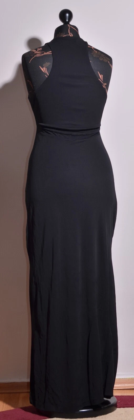 Maxi abito lungo T by Alexander Wang nero in rete chevron supporto con pannello taglia M