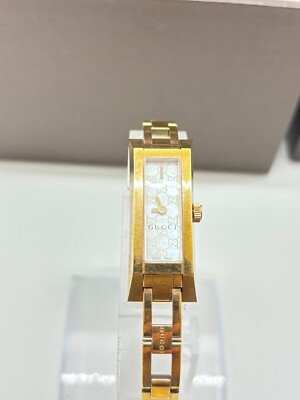 Exc+5 w/Box ] Gucci 110 Vintage Watch GG Logo Clip Link Gold Used