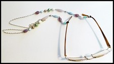 PLUS SIZE PEARL CRYSTAL BEAD Eyeglass Holder Necklace Chain Custom 39" /-