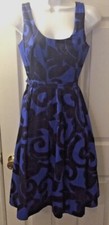 J.CREW Shift Dress Blue Periwinkle Floral Scroll Print Belted Pleated Sz 6 Six