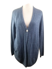 J Jill PURE Jill Sweater Womens Small Duster Cardigan Pockets Blue Cotton