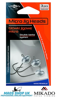 MIKADO ''OMGAJL'' MICRO JIG HOOKS, VARIOUS SIZES & WEIGHTS, 3 PCS PER PACK,PERCH