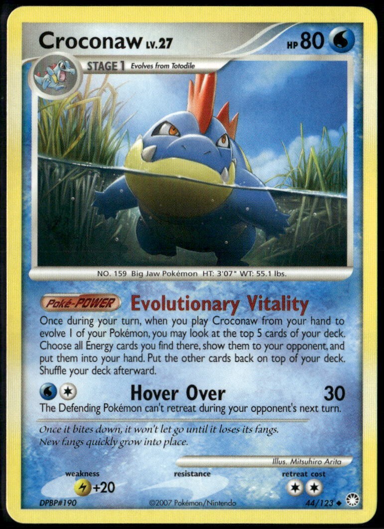 Croconaw Uncommon - DP Mysterious Treasures 44 /123 2007 LP+ Pokemon