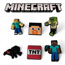 MINECRAFT 6x Shoe Charms for Crocs Jibbitz Clogs Steve Zombie TNT Pickaxe