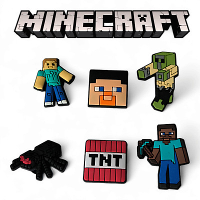 Minecraft Schuh Charms 6x passend für Crocs Clogs Steve Zombie TNT Spitzhacke.