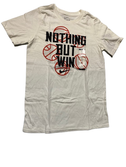 Футболка Nike для мальчиков с рисунком Nothing But Win Белая/черная Sz Medium 