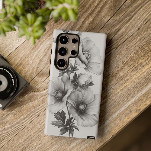 Black White Flower Tattoo Style Phone Case for iPhone, Samsung Galaxy, Pixel - 第 97/173 張圖片