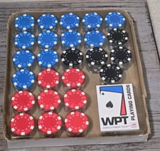 Cosco Poker Table Accessories Chips And NBU Deck Of Cards 198 Chips See Details 