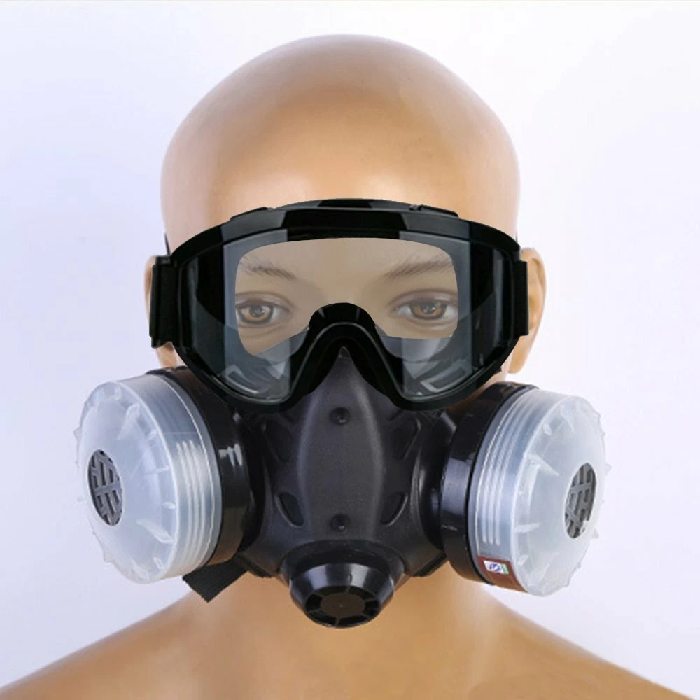 søskende stun Almindelig Half Face Gas Mask Dual Filter Cartridge Work Safety Chemical Respirator  Glasse | eBay