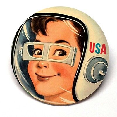 Space Boy Astronaut USA Advertising Pocket Mirror Retro Style