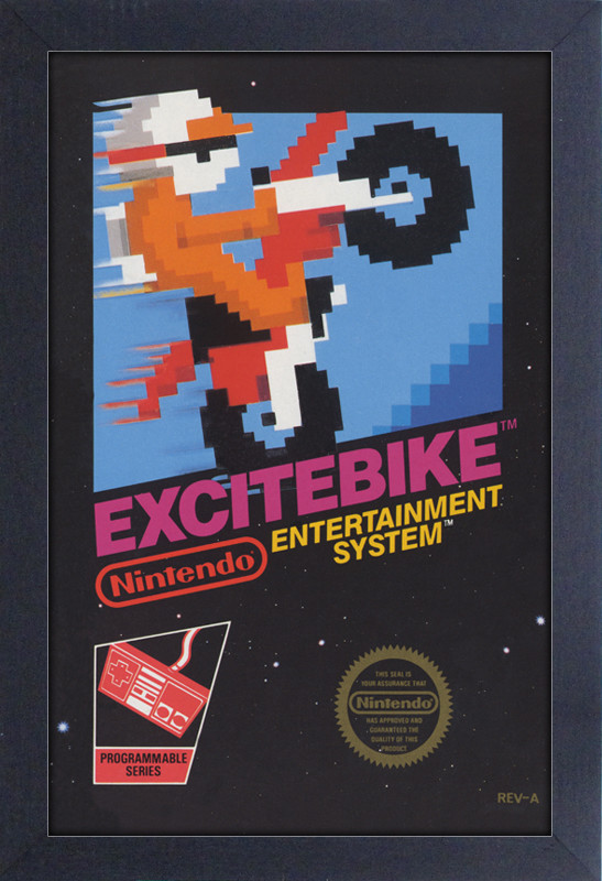 NINTENDO EXCITE BIKE VIDEO GAME COVER 13x19 FRAMED GELCOAT POSTER