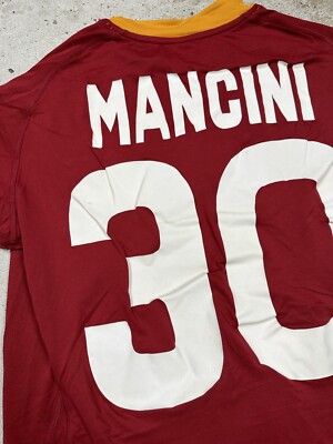Maillot AS Roma Porté Match – Mancini – New Balance, Non Lavé, Souvenir De Joueur