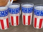 Vintage Retro Federal Drinking Glass Set 4 American flag Marked USA-nice!