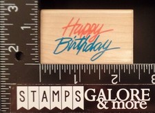 RUBBER STAMPEDE RUBBER STAMPS HAPPY BIRTHDAY SCRIPT WISHES T14