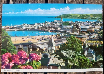 Penzance Cornwall 1960er Postkarte Excellent John Hinde Cars Beach unbenutzt unbespielt