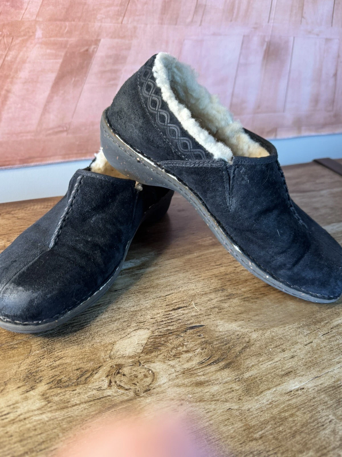 Mocassini scarpe slip on UGG Australia SN 1757 Bettey taglia 9 pelle di pecora nera