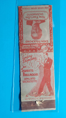 1930's Sweets Ballroom ''Don Mulford'' New Years Eve Matchbook Match Cover
