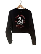 Club Tattoo Desert Ink Crop Sweatshirt Large Black Cotton/Poly Blend