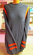 NWOT ELLOS Pullover Chunky Knit Sweater Women 18 20 Red Blue Side Stripe