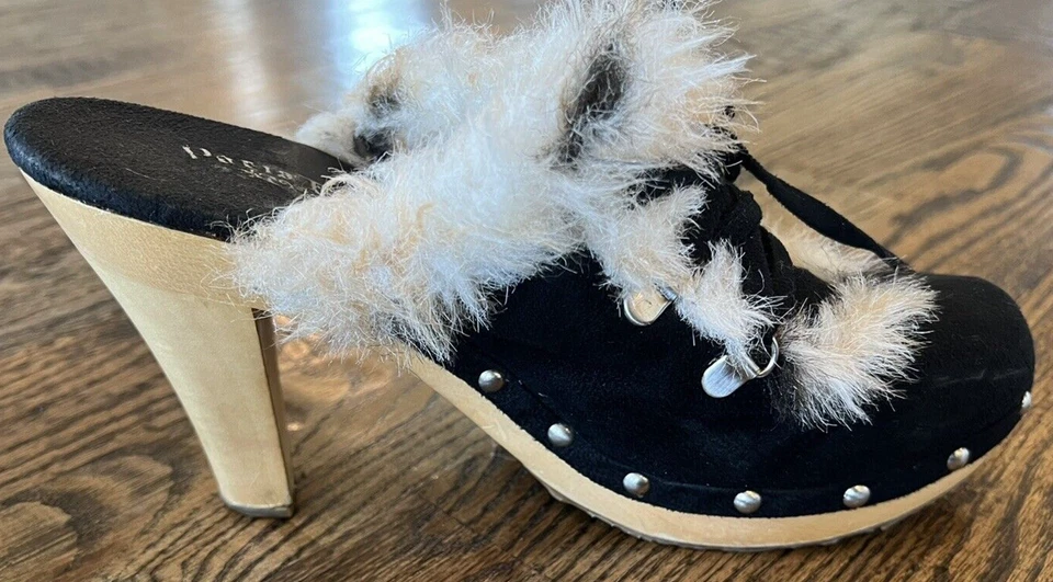 Zapatos sin cordones Paris Blues Belle para mujer negros/crema con piel talla 10 Foto 2 de 4