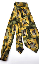 J. Garcia Mens Neck Tie Green Gold Abstract 2003 Collection Thirty Five