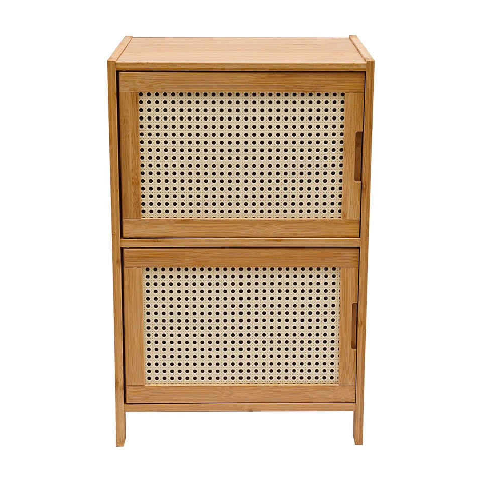 Mesita de noche lateral de extremo mesita de noche aparador con cajones decorados de ratán almacenamiento Foto 3 de 4