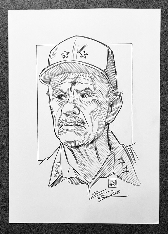 Predator General Philips R G Armstrong ORIGINAL PENCIL SKETCH Tim Shinn