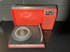 Philips 423 - Tragbarer Koffer Plattenspieler 70er Rot/Orange Vintage 