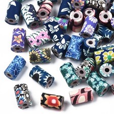 Polymer Clay Barrel Beads Assorted lot 11mm Mixed Jewelry Supplies Bulk 50pcs