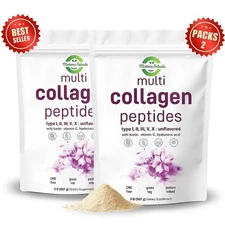 2 Pack Multi Collagen Peptides Powder-Hydrolyzed Protein (Type l,ll,lll,V,X) 2LB