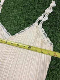 La Perla Pleated Pale Yellow Camisole Lingerie Chemise Top Babydoll Lace US 8