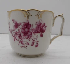 Vintage Meissen? Porcelain Demitasse Tea Cup with Pink Flowers and Gold Trim