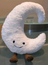Moon Cute Smile Face White Moon Plushie Stuffed Cute Plush Toy 12"