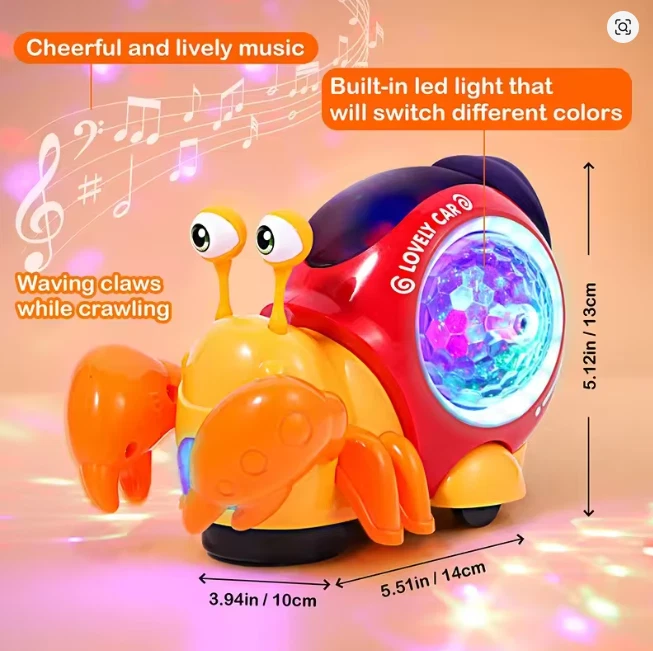 Juguete para bebé cangrejo gateador - Brillante con luz de música Juguete para bebé niño pequeño Regalo Foto 3 de 4