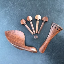 Violin snake wood Parts Accessories Set 4/4 Pegs/ Endpin/Tailpiece/Chin rest