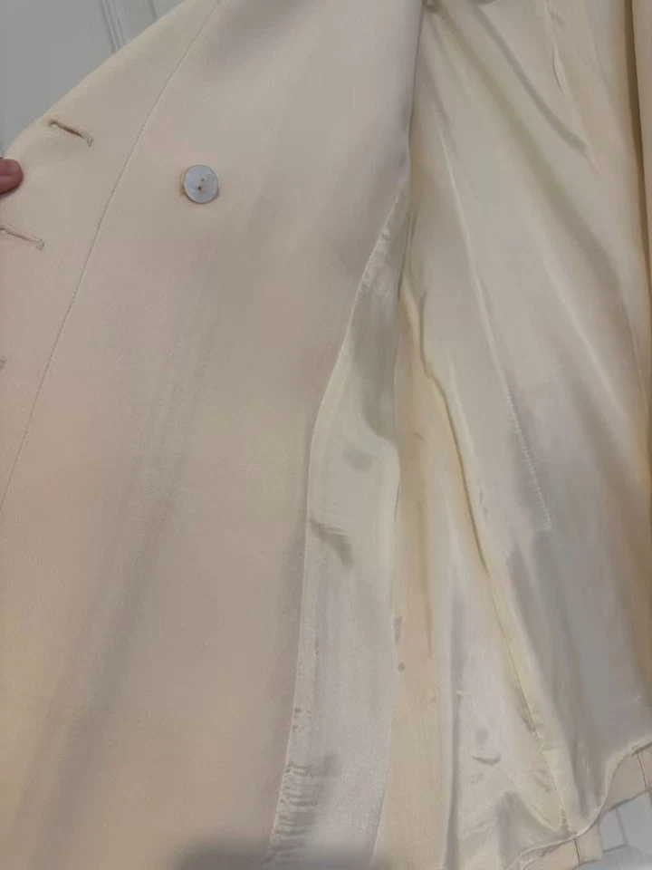 Chaqueta Blazer Fendi Para Mujer Talla 44 Marfil Crema Mezcla Seda Hecha en Italia Foto 4 de 4