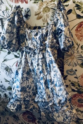 Aureum Women s Small Toile Floral Woodland Print Dress Love Shack Fancy Dupe