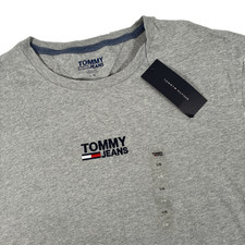 New Mens Tommy Hilfiger Jeans Logo Short Sleeve T-Shirt Size Large NWT Gray