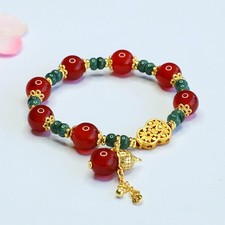 Natural Red Agate Bracelet Jadeite Abacus Bead Chinese Style Jewelry Gift Party