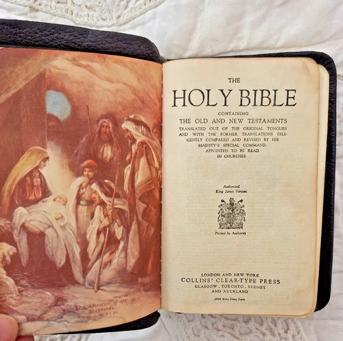 Holy Bible KJV Made in UK Black Leather 1945
