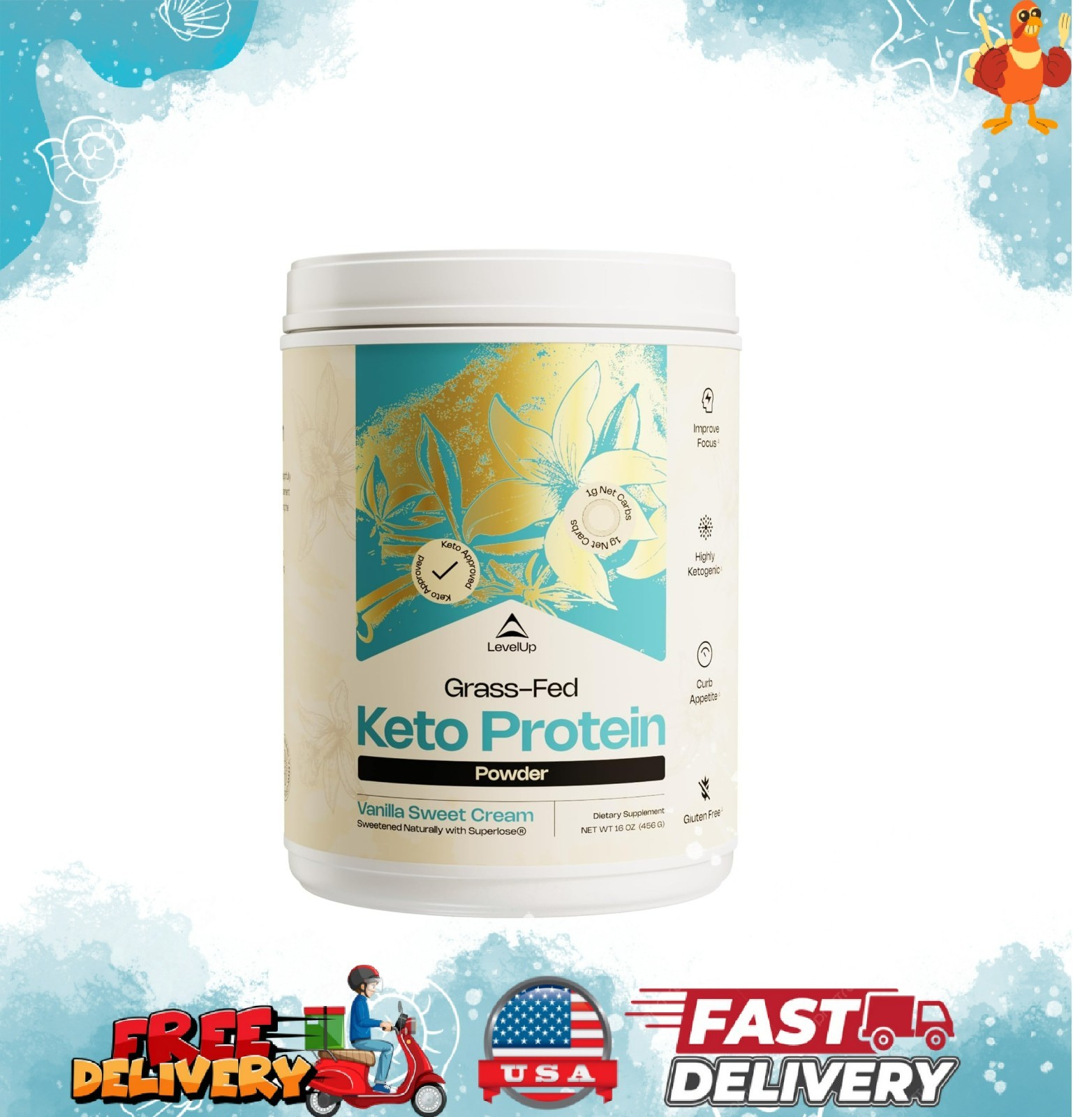 Keto Protein, with Collagen Peptides, Energizing MCT, Whey Isolate Protein