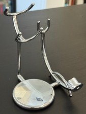 Manual Razor Shave Stand For Shaving Brush, Soap Bowl, And Razor; Metal