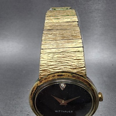 Wittnauer Watch Women 28mm Black Dial Gold Tone Oval Manual  display picture 2