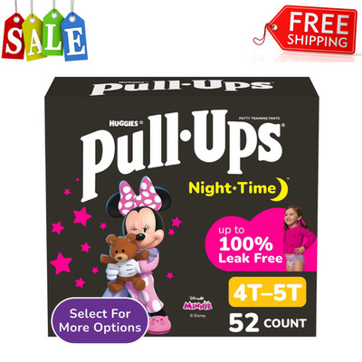Pull-Ups Girls' Night-Time Potty Training Pants, 4T-5T (38-50 lbs), 52 Count