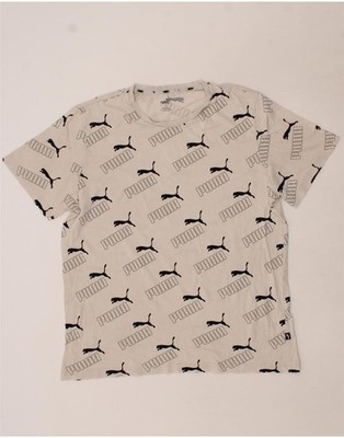 Puma Herren Grafik T-Shirt Oberteil Large weiß CP06