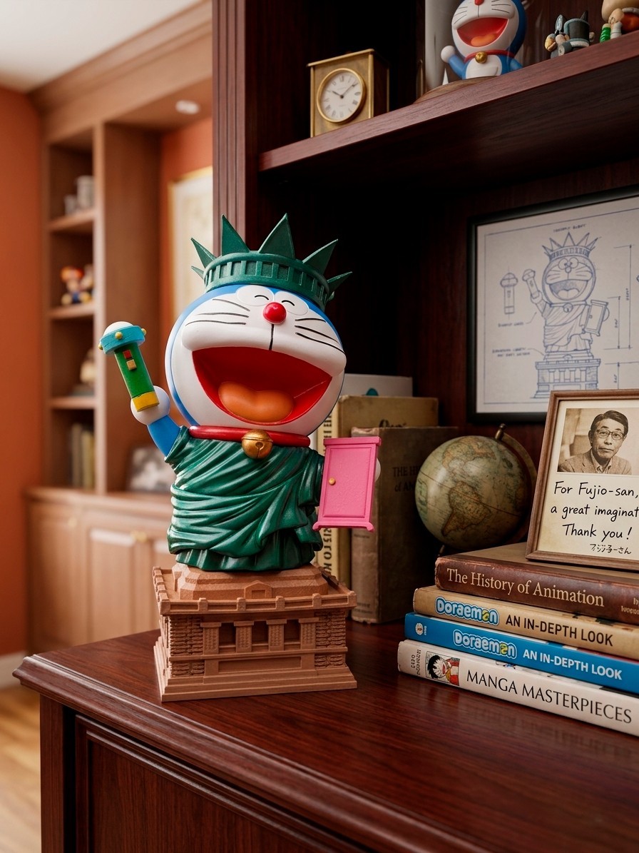 Doraemon Statue of Liberty Figure NYC Style Anime Collectible Toy
