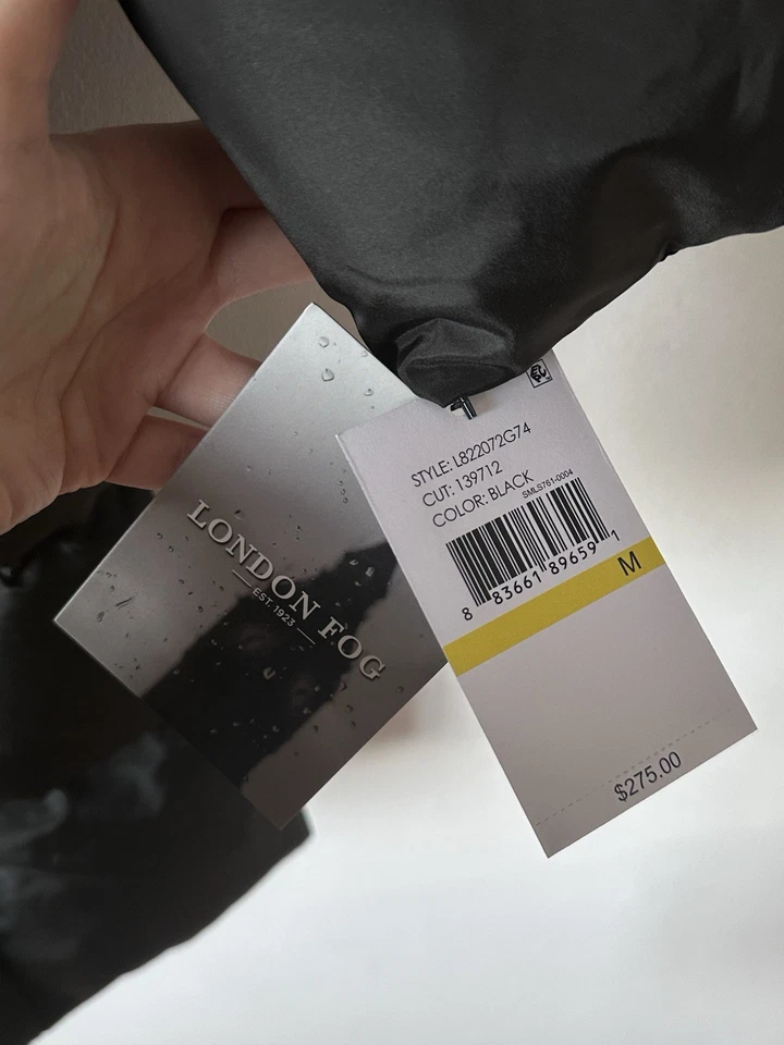 London Fog Black Down Feather Puffer Coat Faux Fur Trim Removable Hood New - M - Image 3 of 4