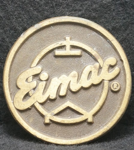 XG25172 SWEET VINTAGE 1970s *EIMAC* BROADCAST TUBES MENS BRASS BELT BUCKLE