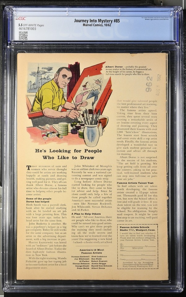 Journey Into Mystery 85 Marvel Comics 1962 CGC 5.5 3rd