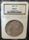 1882 Morgan Silver Dollar $1 NGC MS62